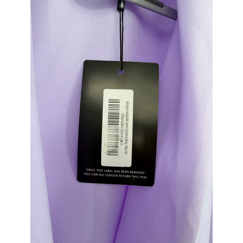 PrettyLittleThing Lilac Basic Single Breasted Curved Lapel Blazer CMY4165 Size 0 - Picture 2 of 5